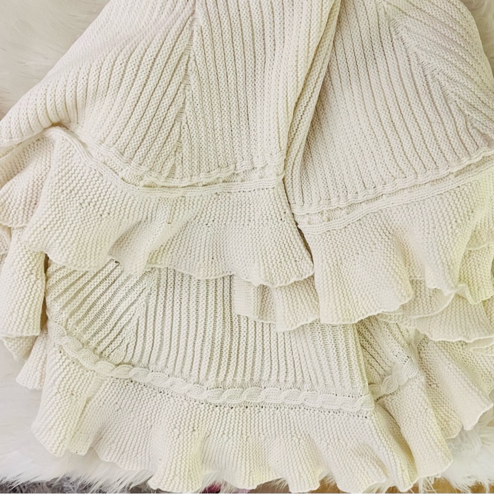 NEW Cream Cable Knit Christmas Tree Skirt 48" Holiday‎ Farmhouse Decor - Picture 3 of 6